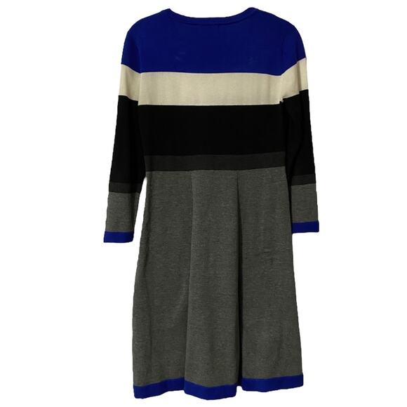 ELIZA J Womens Dress Small Striped Sweater  Fit Flare Color Block Long Sleeves - Picture 6 of 9